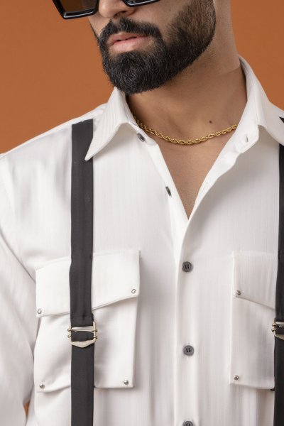 Belted Shirt In White