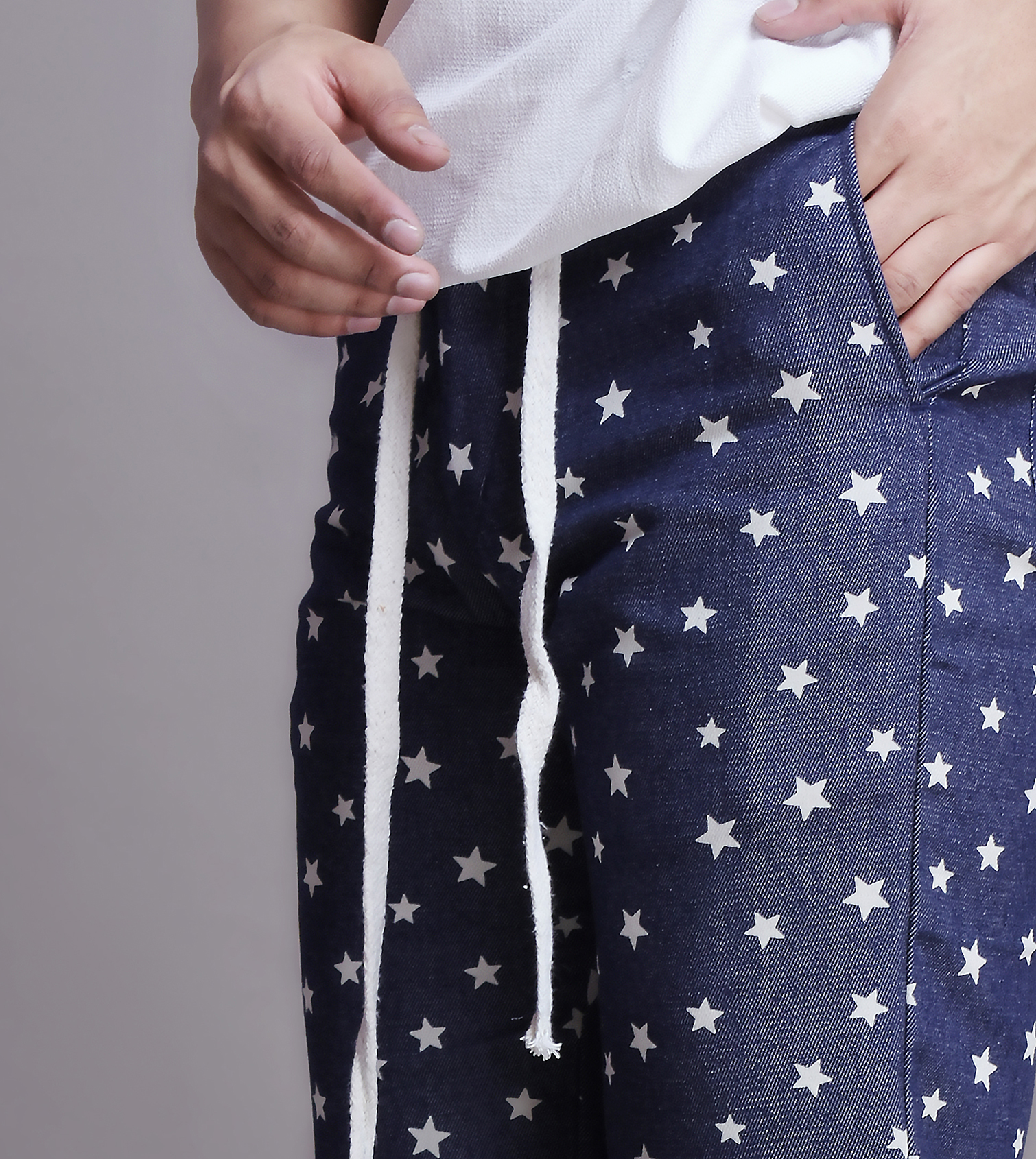 Mens Printed denim shorts