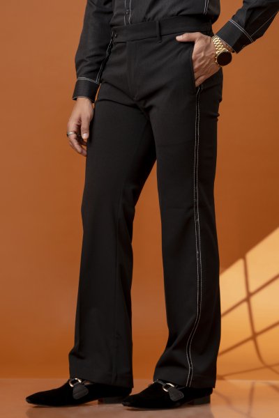 Side laced Flared Pants in Black