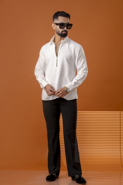 White Chain Up Shirt