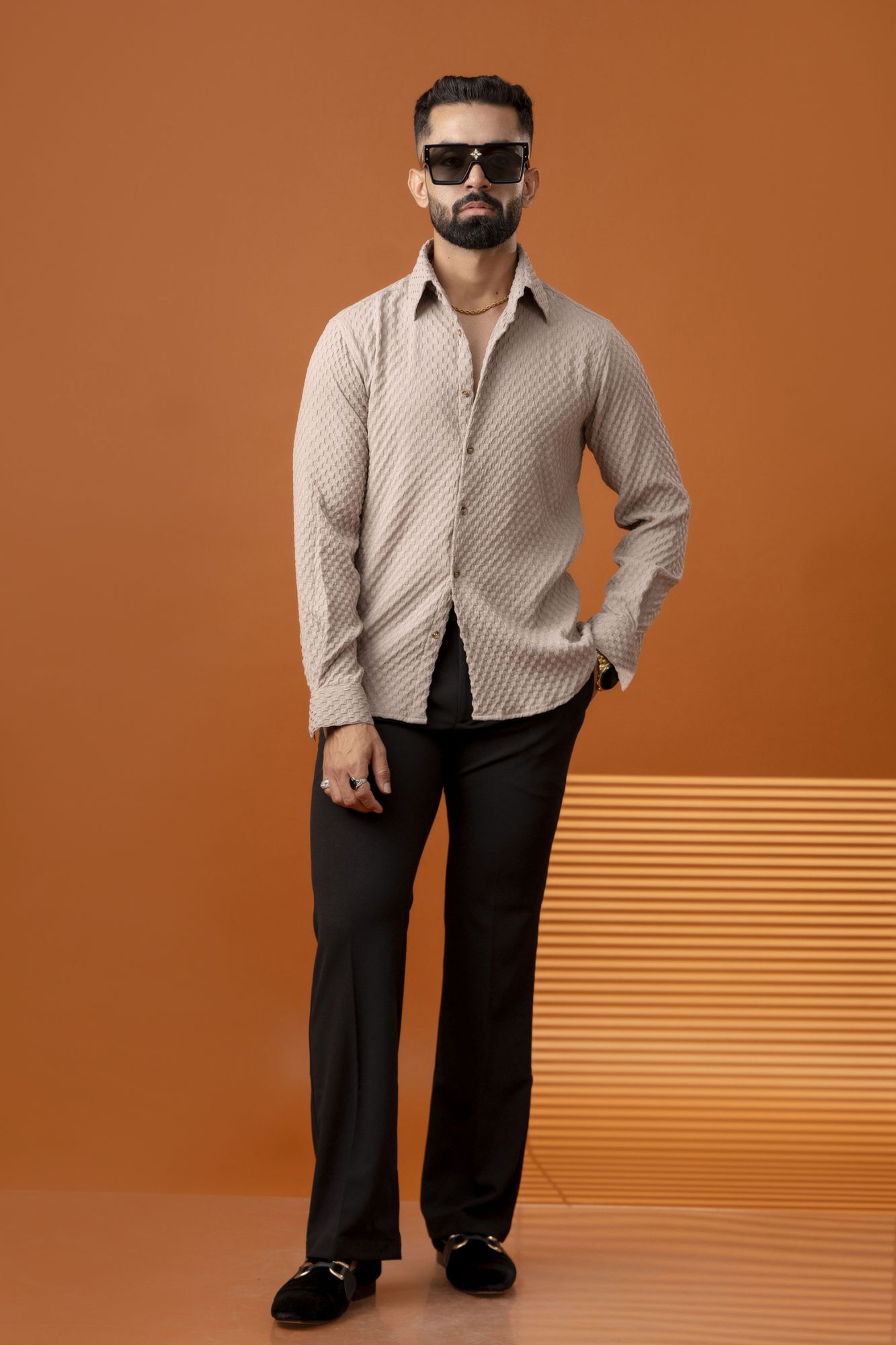 Brown Bubble Check Shirt