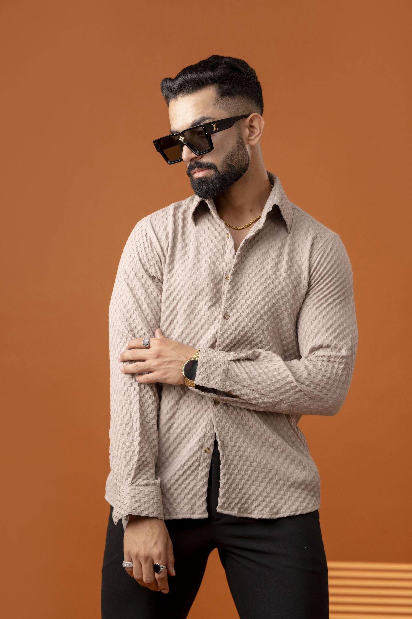 Brown Bubble Check Shirt