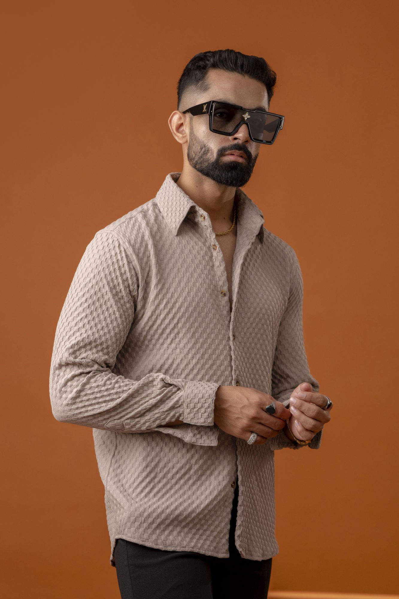 Brown Bubble Check Shirt