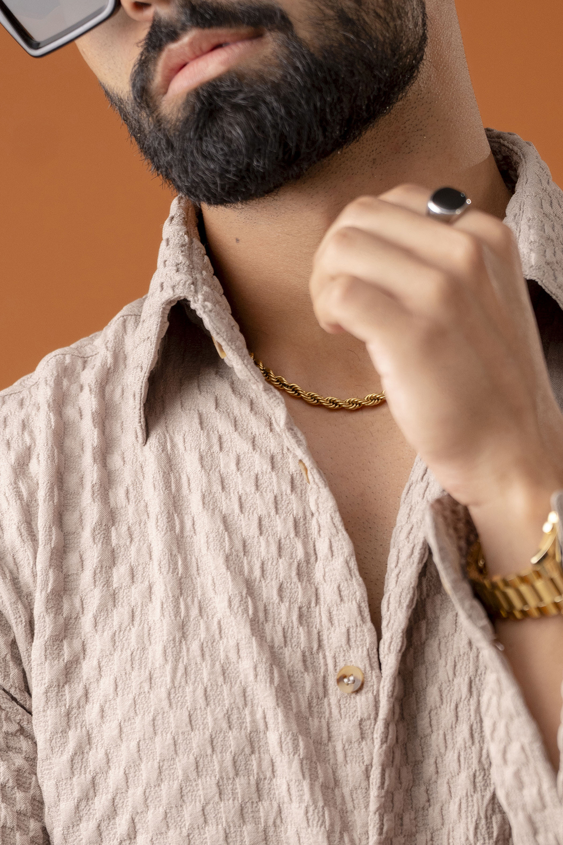 Brown Bubble Check Shirt