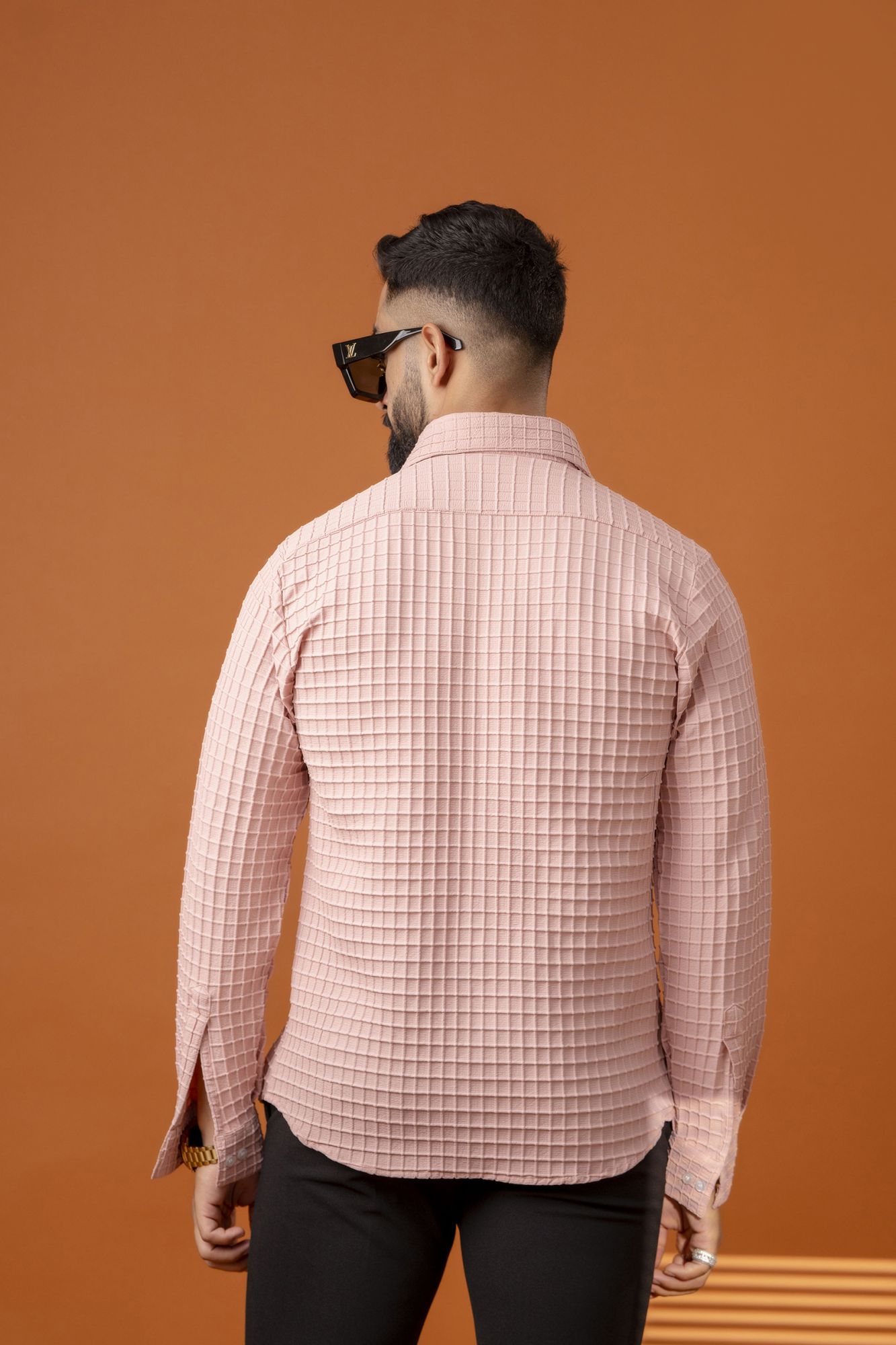 Waffle Check Shirt in Pink
