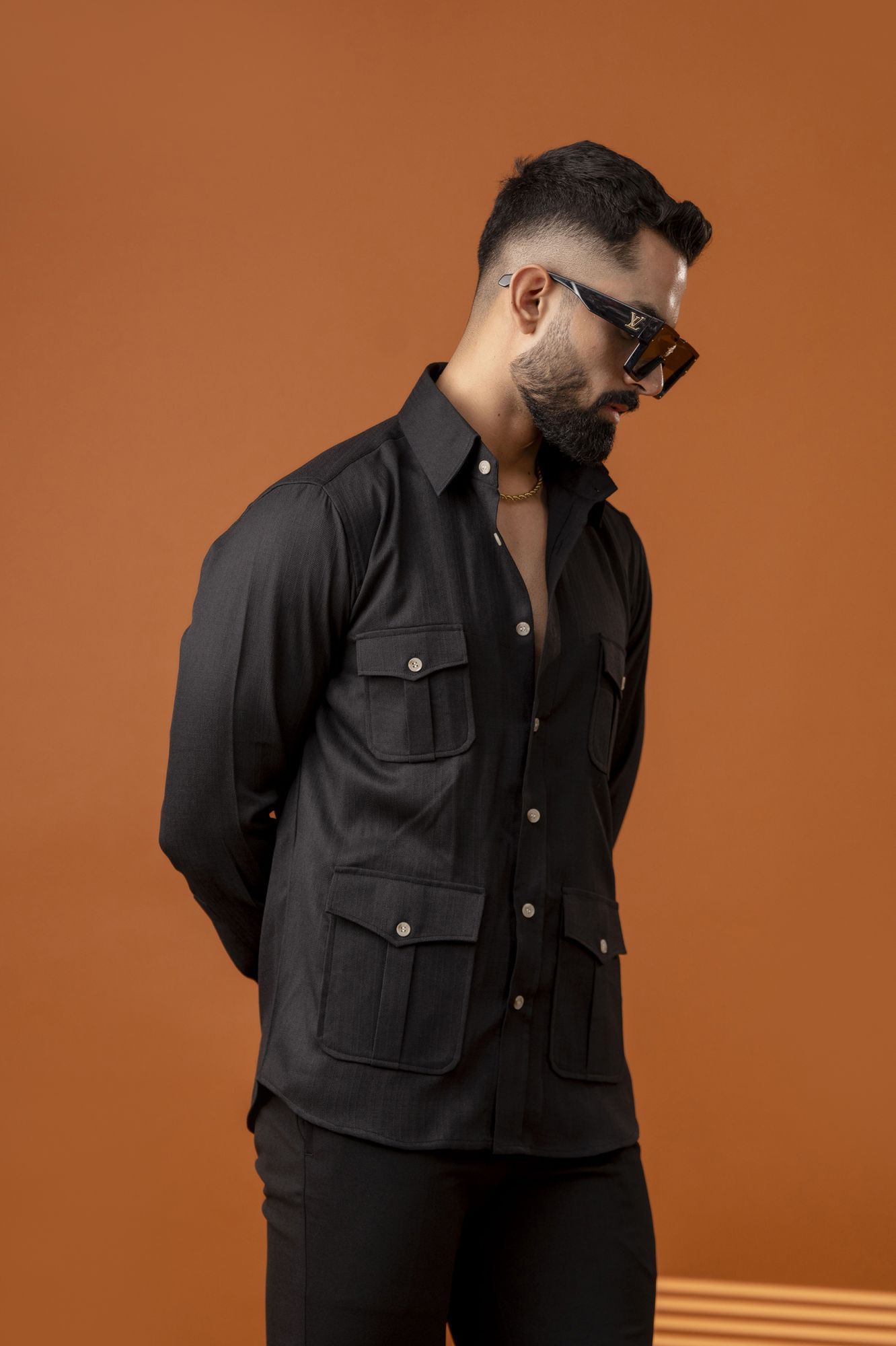 Black Linen Hunter Shirt