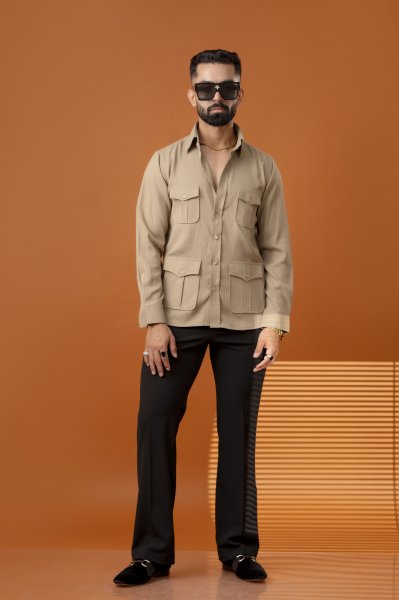 Beige Linen Hunter Shirt