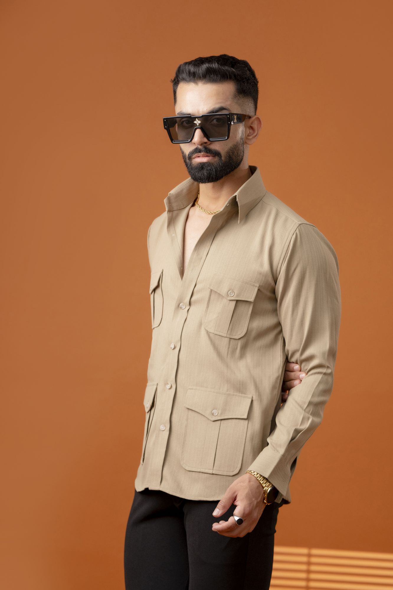 Beige Linen Hunter Shirt