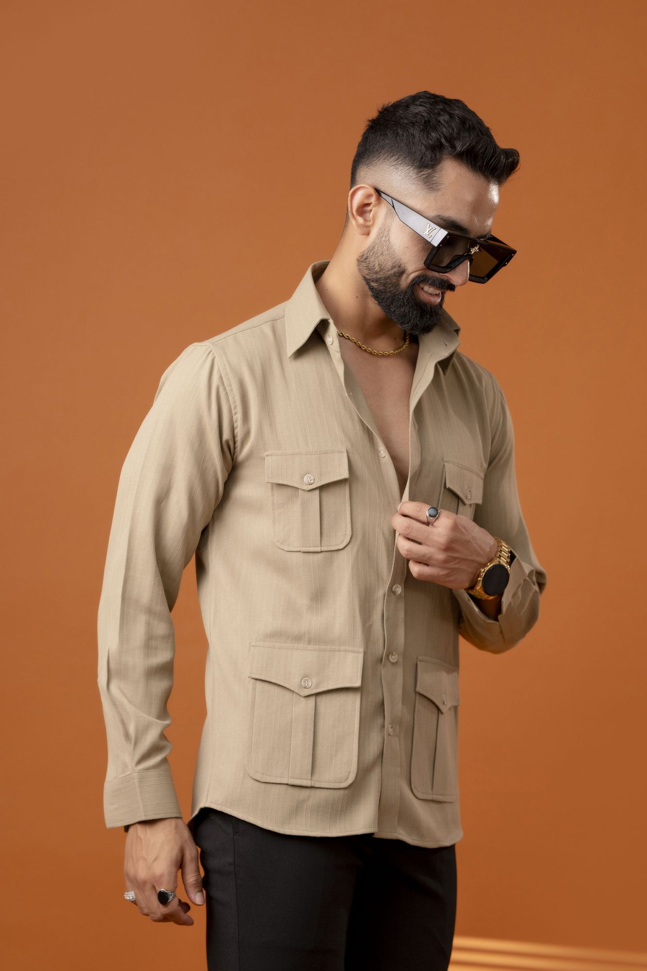 Beige Linen Hunter Shirt