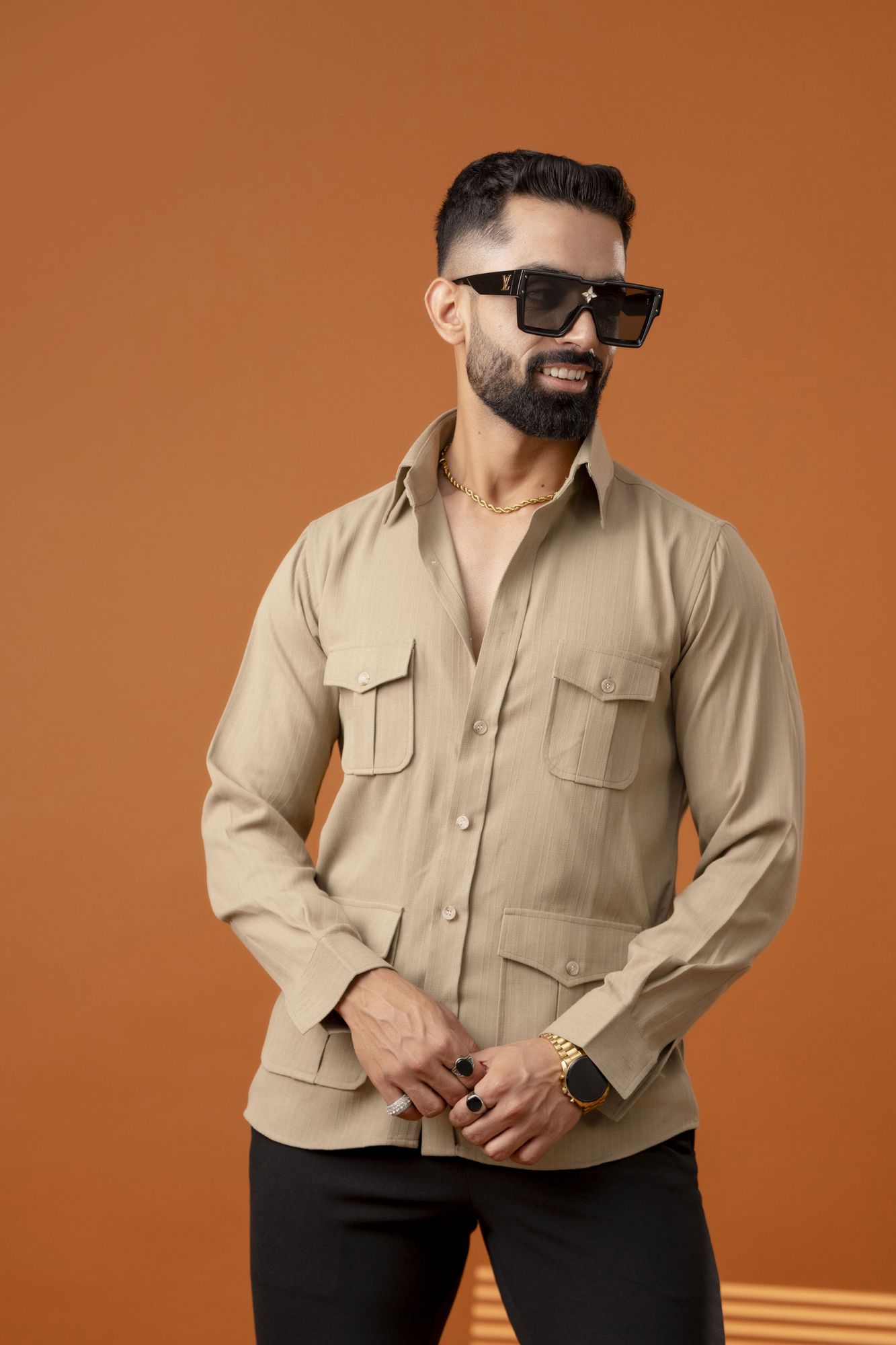 Beige Linen Hunter Shirt