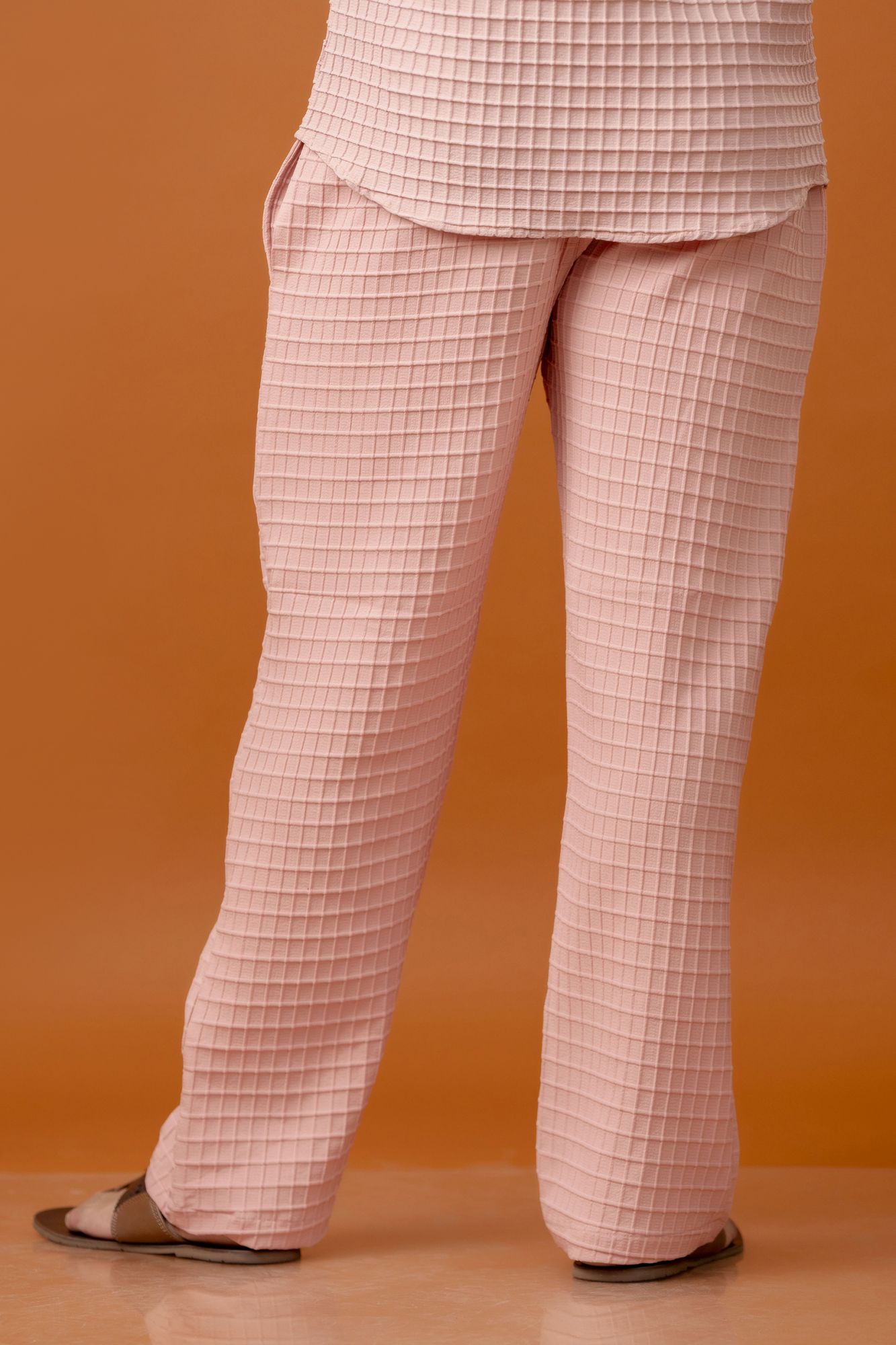 Waffle Elastic Pants In Pink