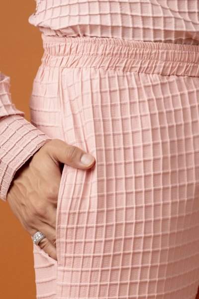 Waffle Elastic Pants In Pink
