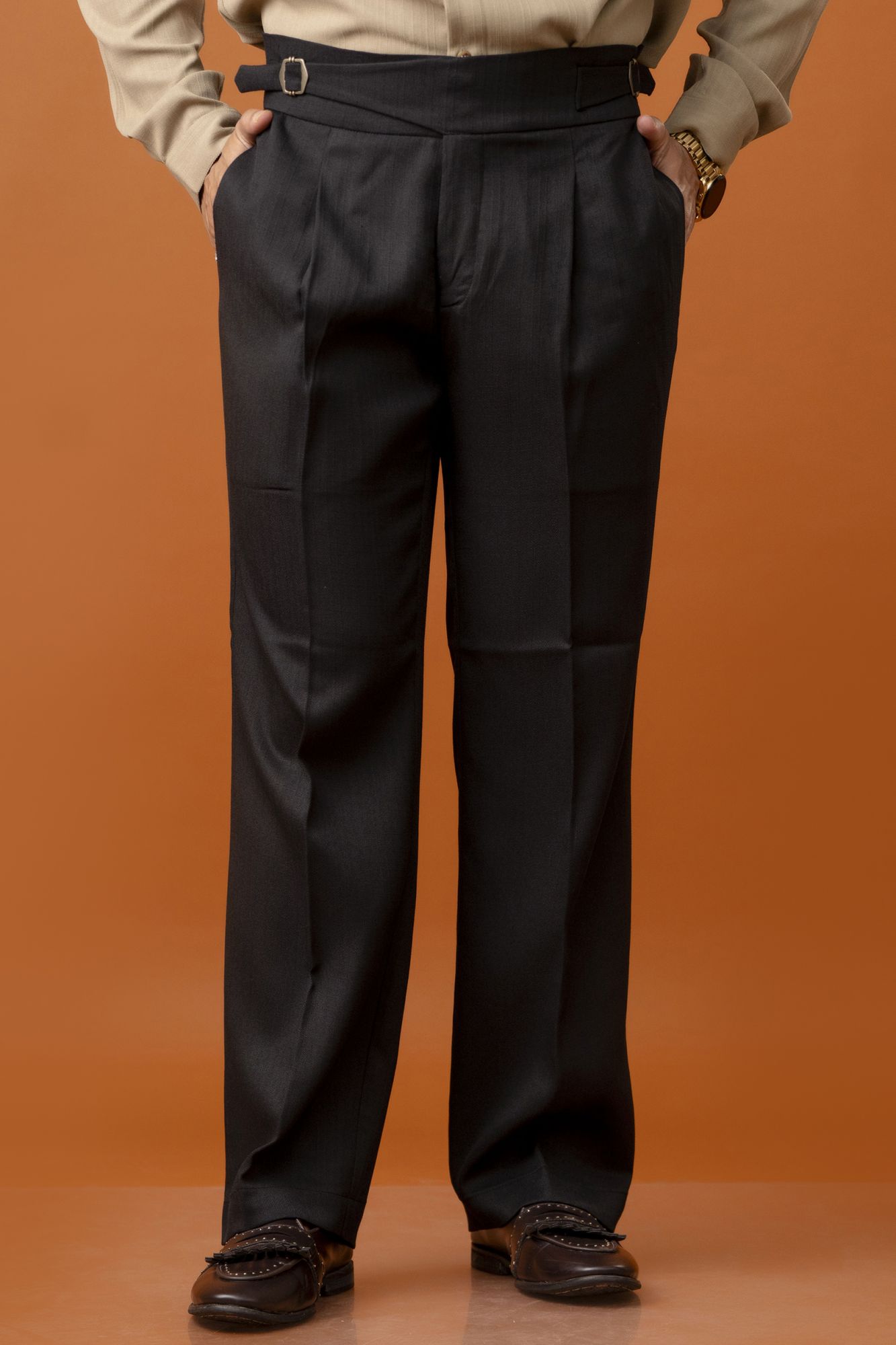 Flared Gurkha Pants In Black