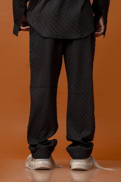 Bubble Check Baggy Pants In Black