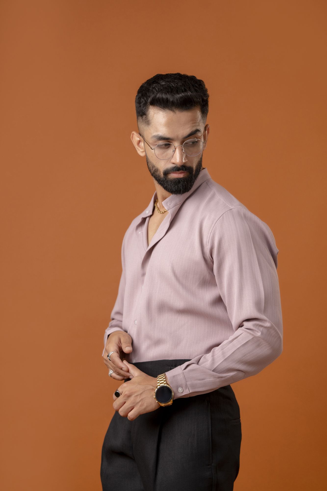 Mandarin Malai Linen Shirt In Pastel Pink