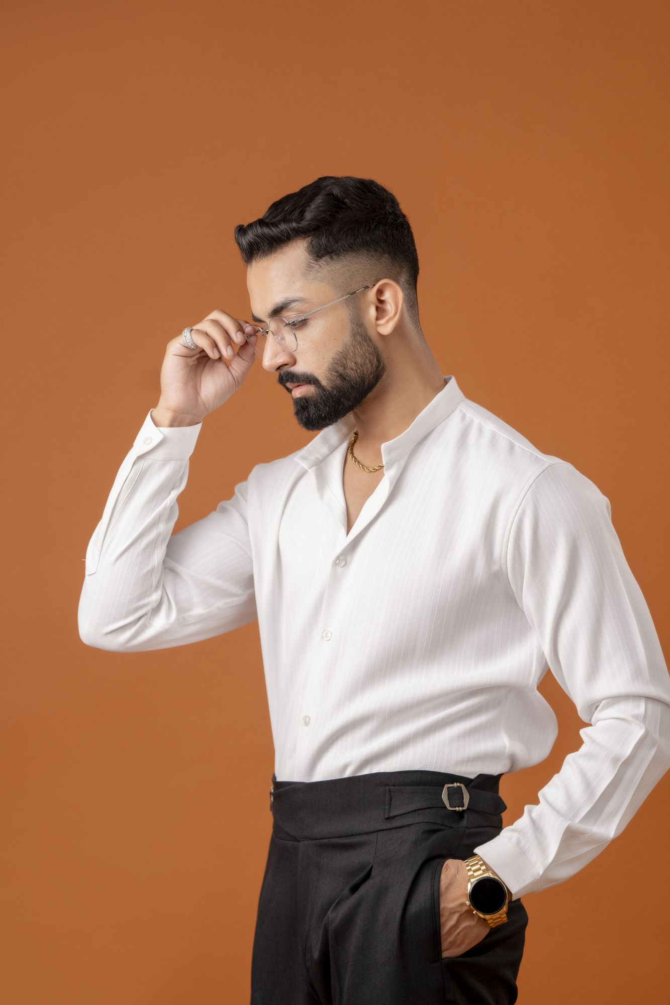 Mandarin Malai Linen Shirt In White