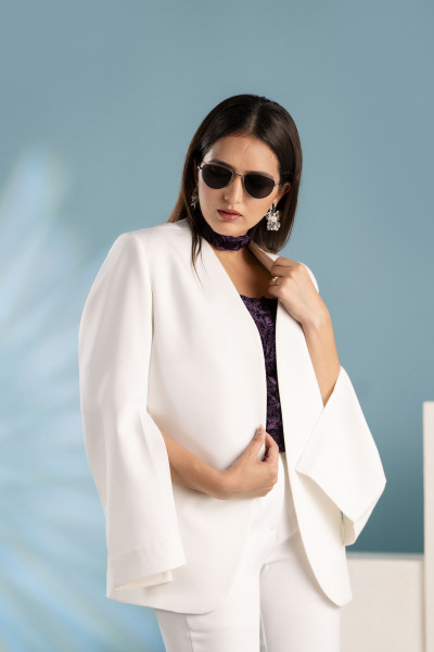 White Slit Blazer