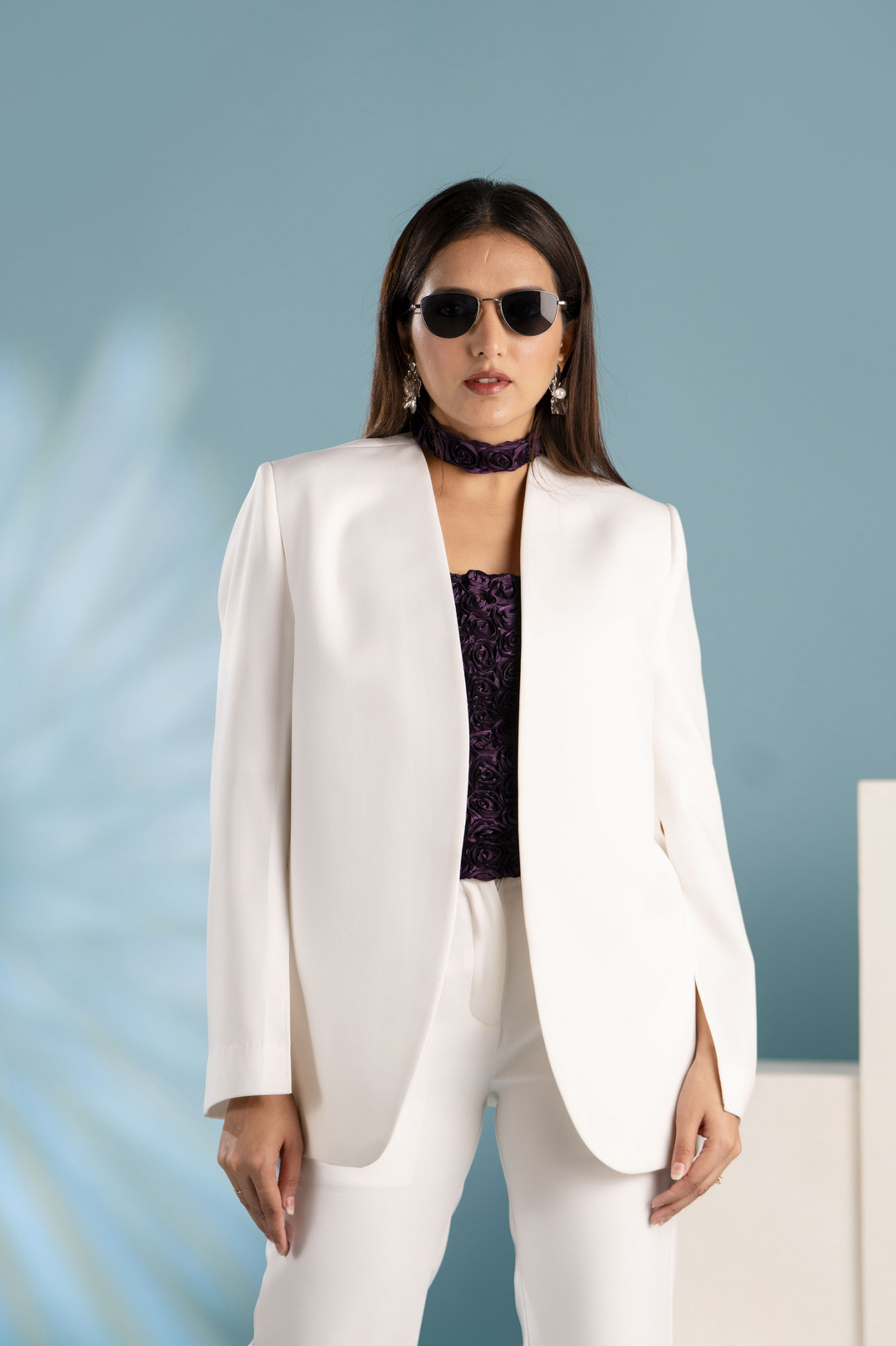 White Slit Blazer