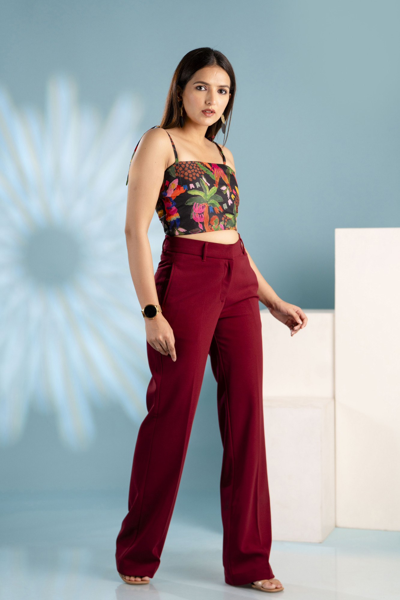 Maroon Flared Pants