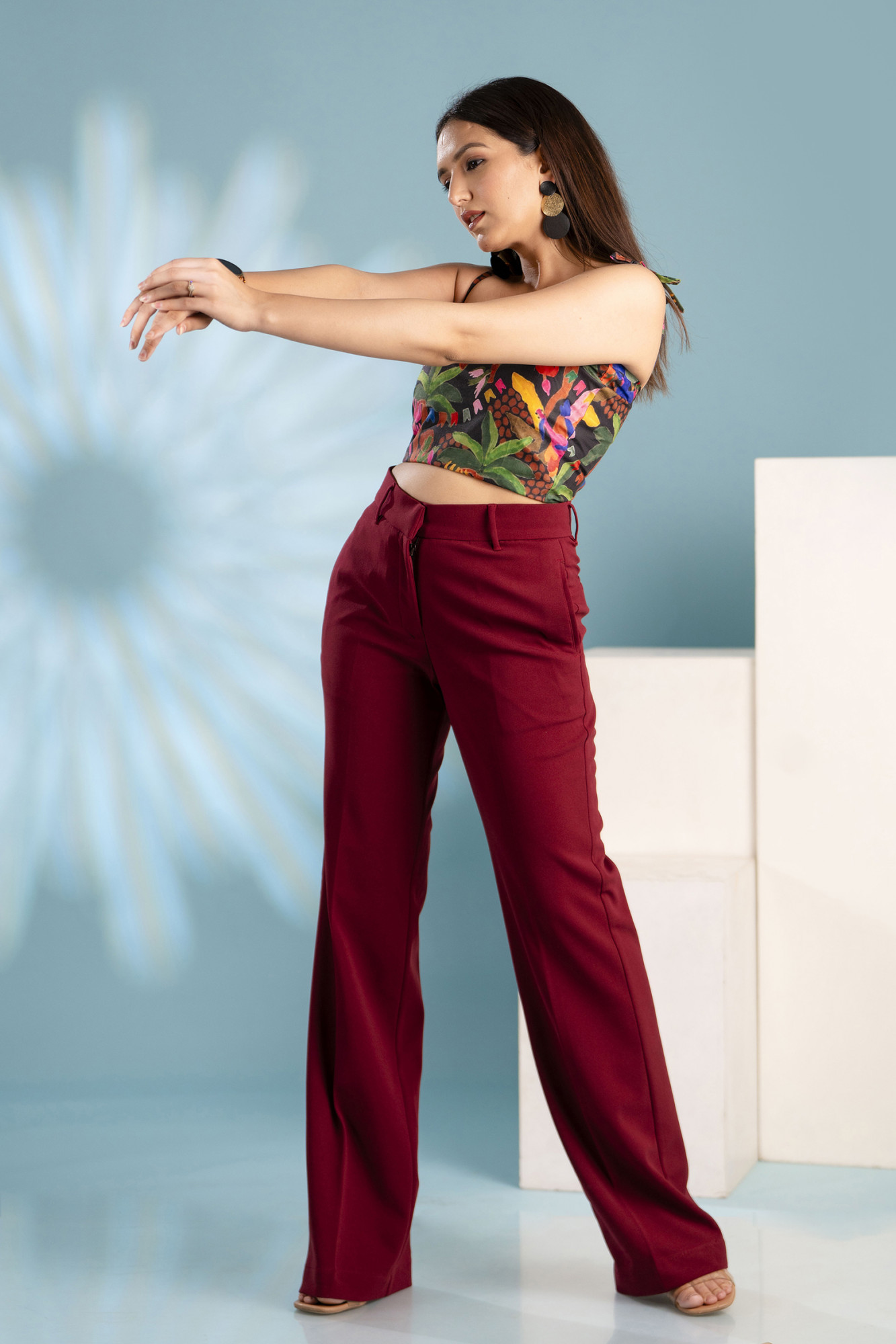 Maroon Flared Pants