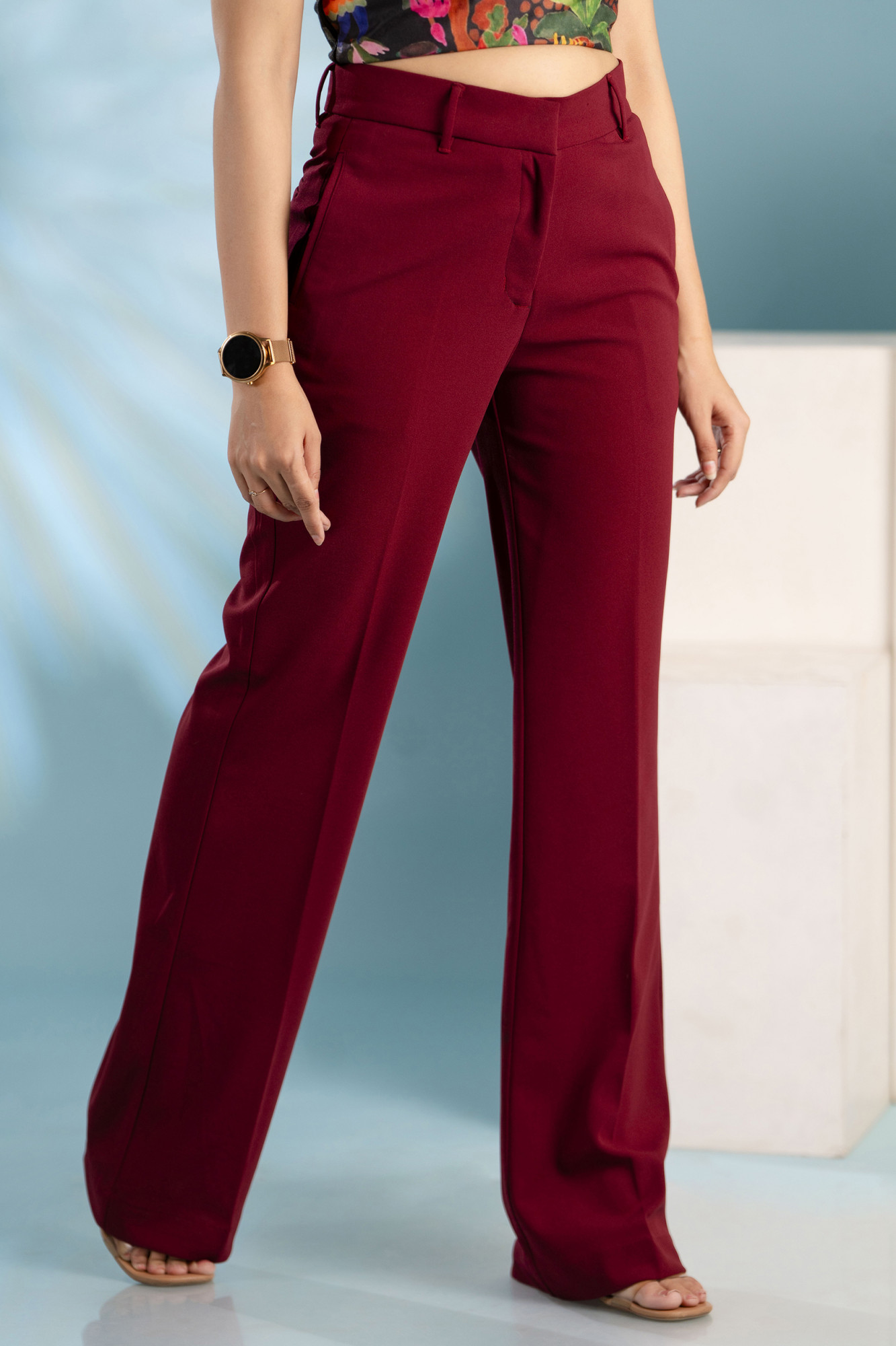 Maroon Flared Pants