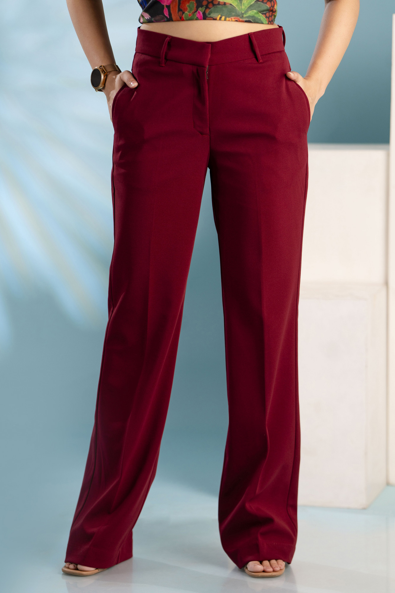 Maroon Flared Pants