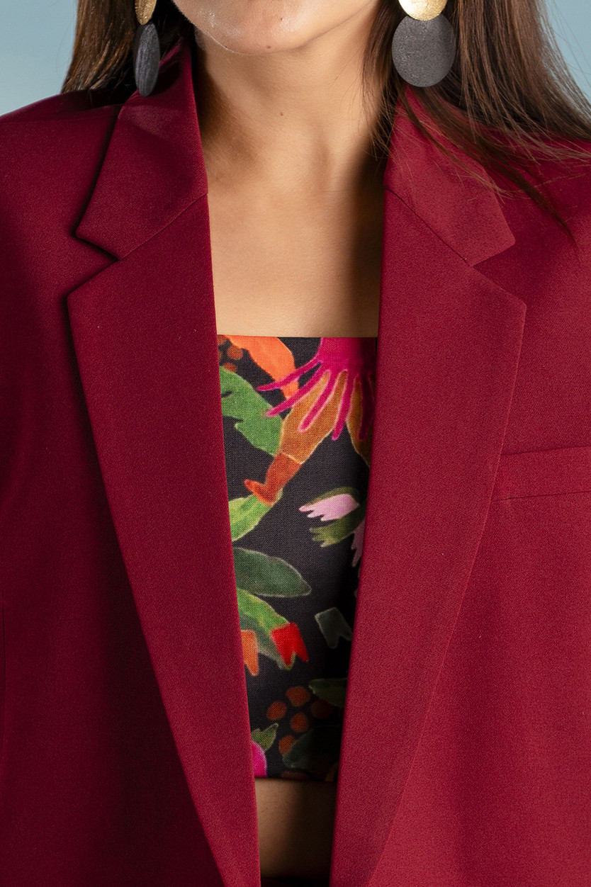 Maroon Crop Blazer