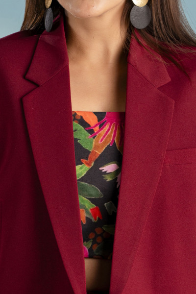 Maroon Crop Blazer