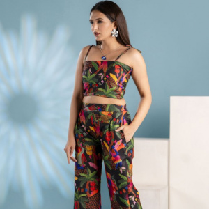 Black Printed Floral Co-ord Set