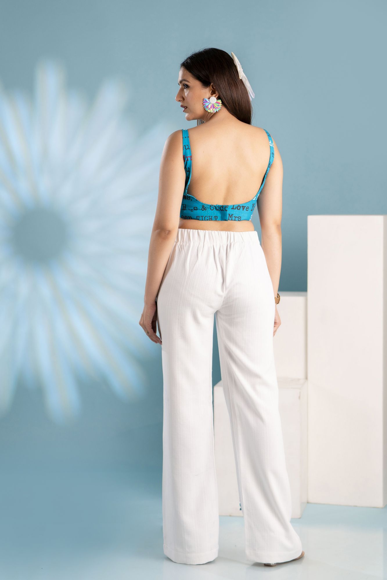 Blue White Patchy Co-ord Set