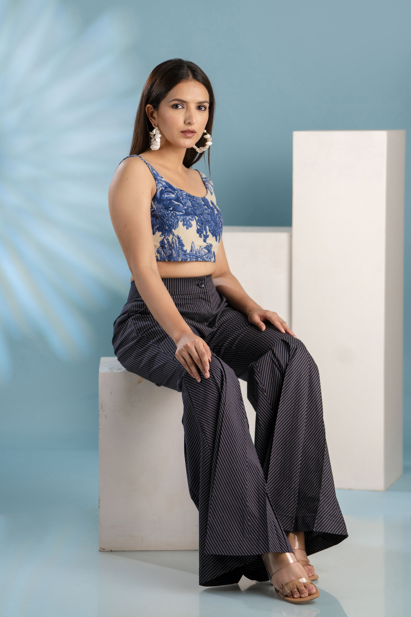 Black Striped Sharara Pants