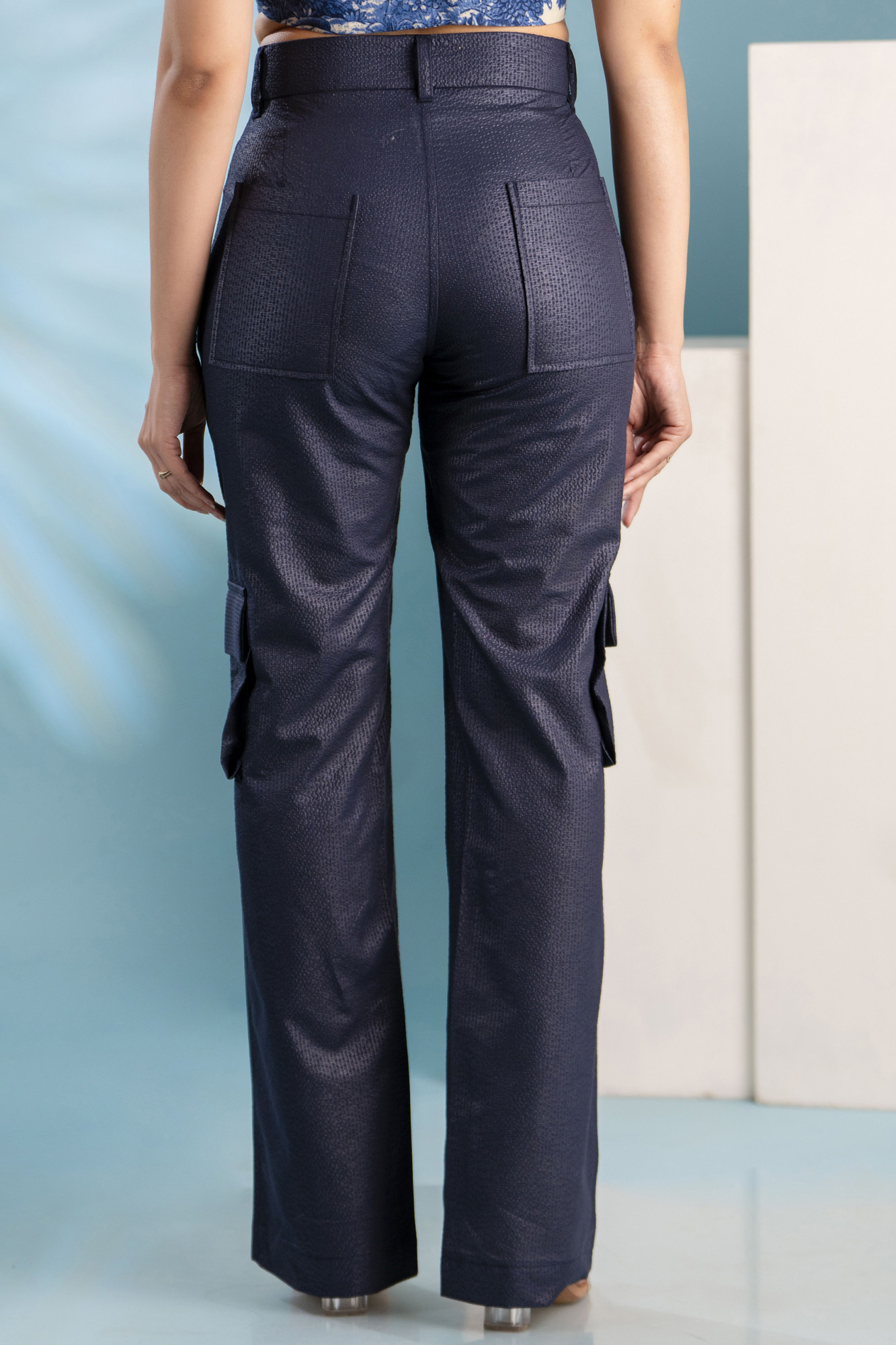 Blue Cargo Street-Style Pants