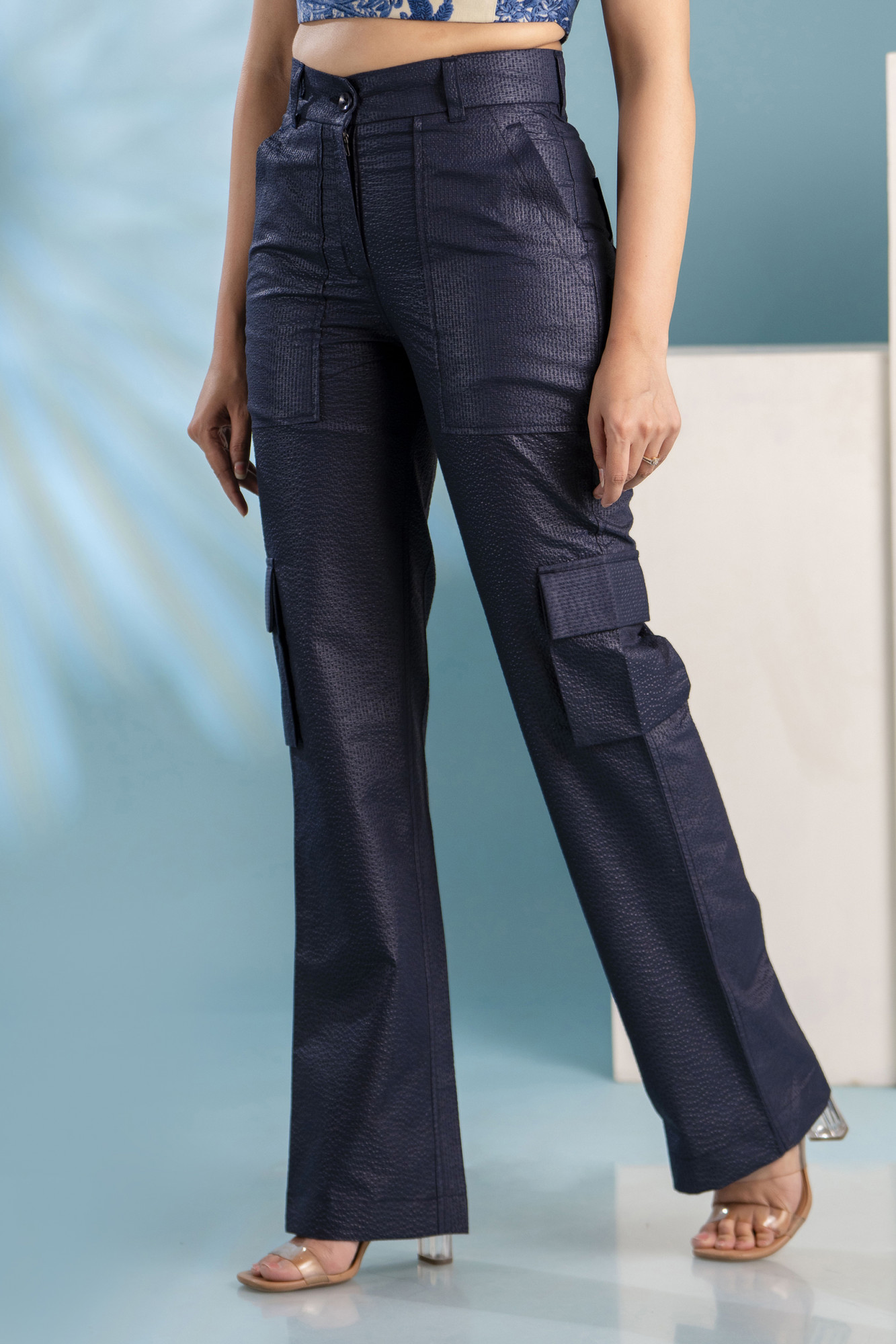 Blue Cargo Street-Style Pants