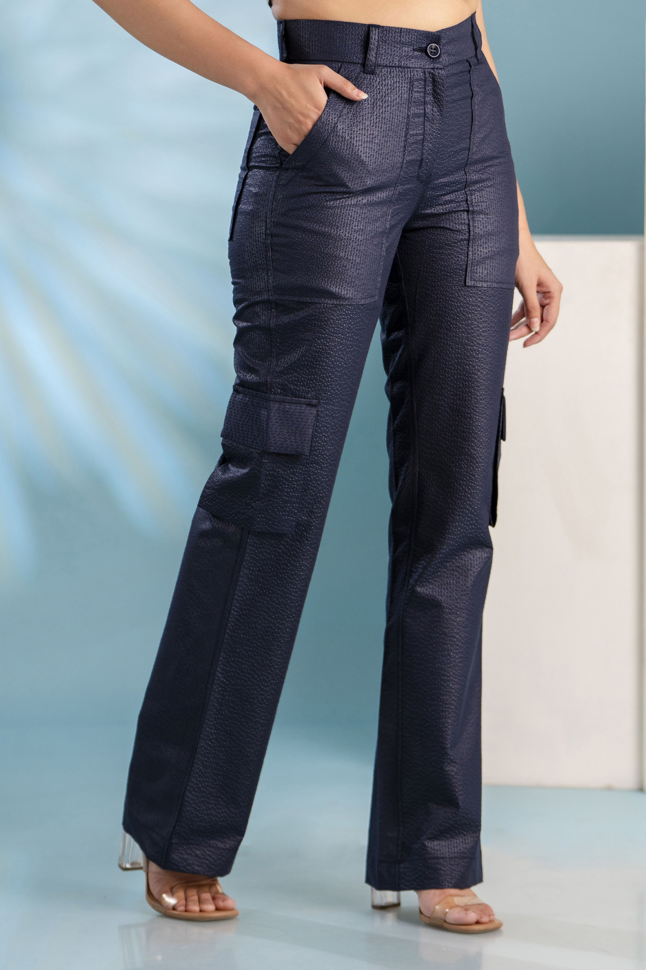 Blue Cargo Street-Style Pants