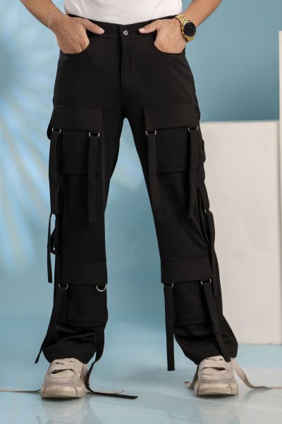 Belpocket Baggy Cargo Pants  In Black