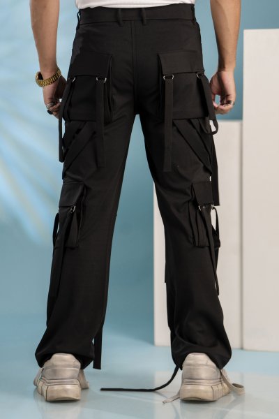 Belpocket Baggy Cargo Pants  In Black