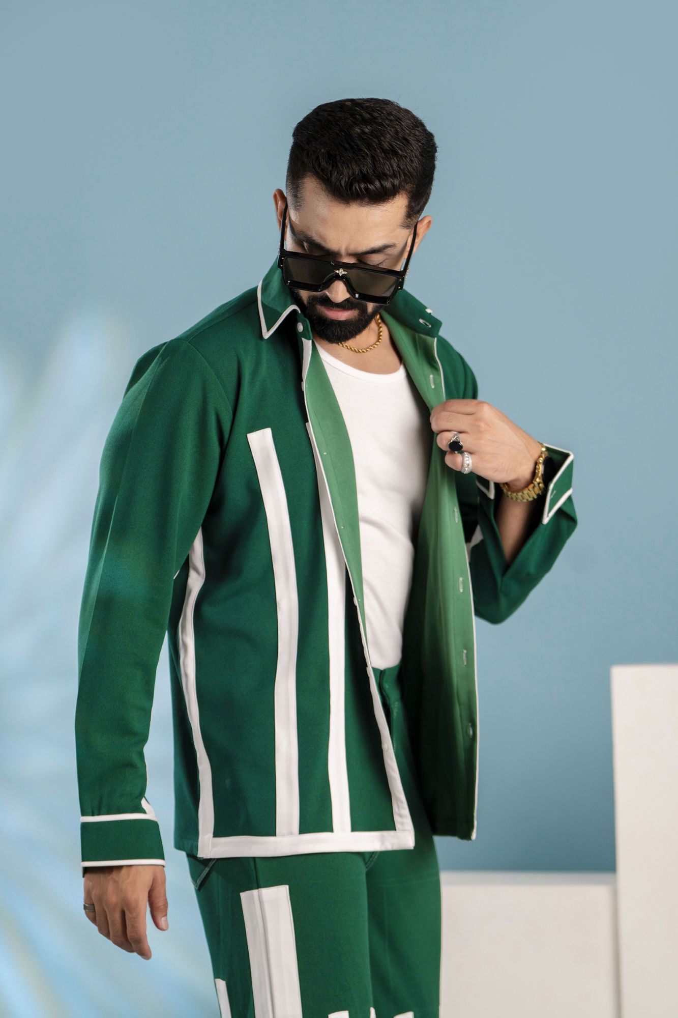 Laced Up Shacket In Green