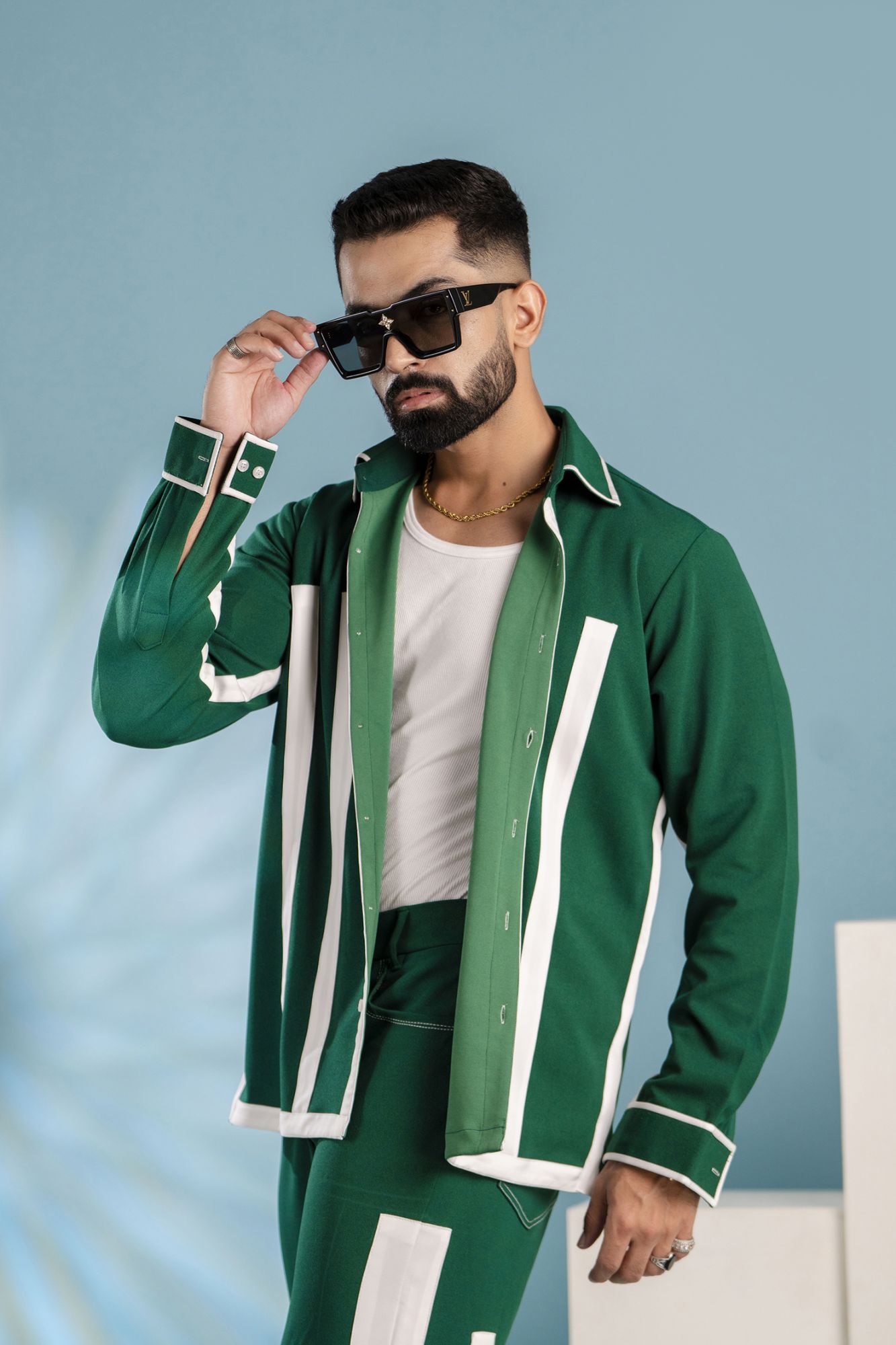 Laced Up Shacket In Green