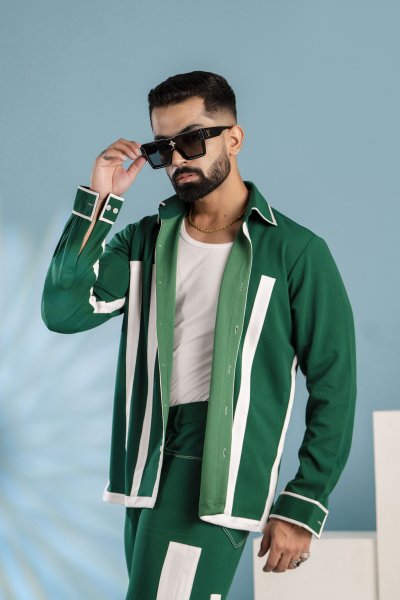 Laced Up Shacket In Green