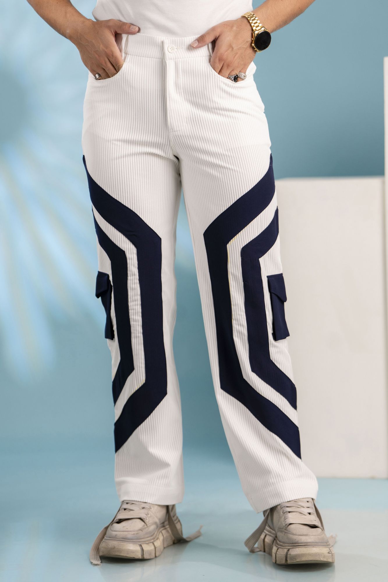 Laced Up Corduroy Cargo Pants