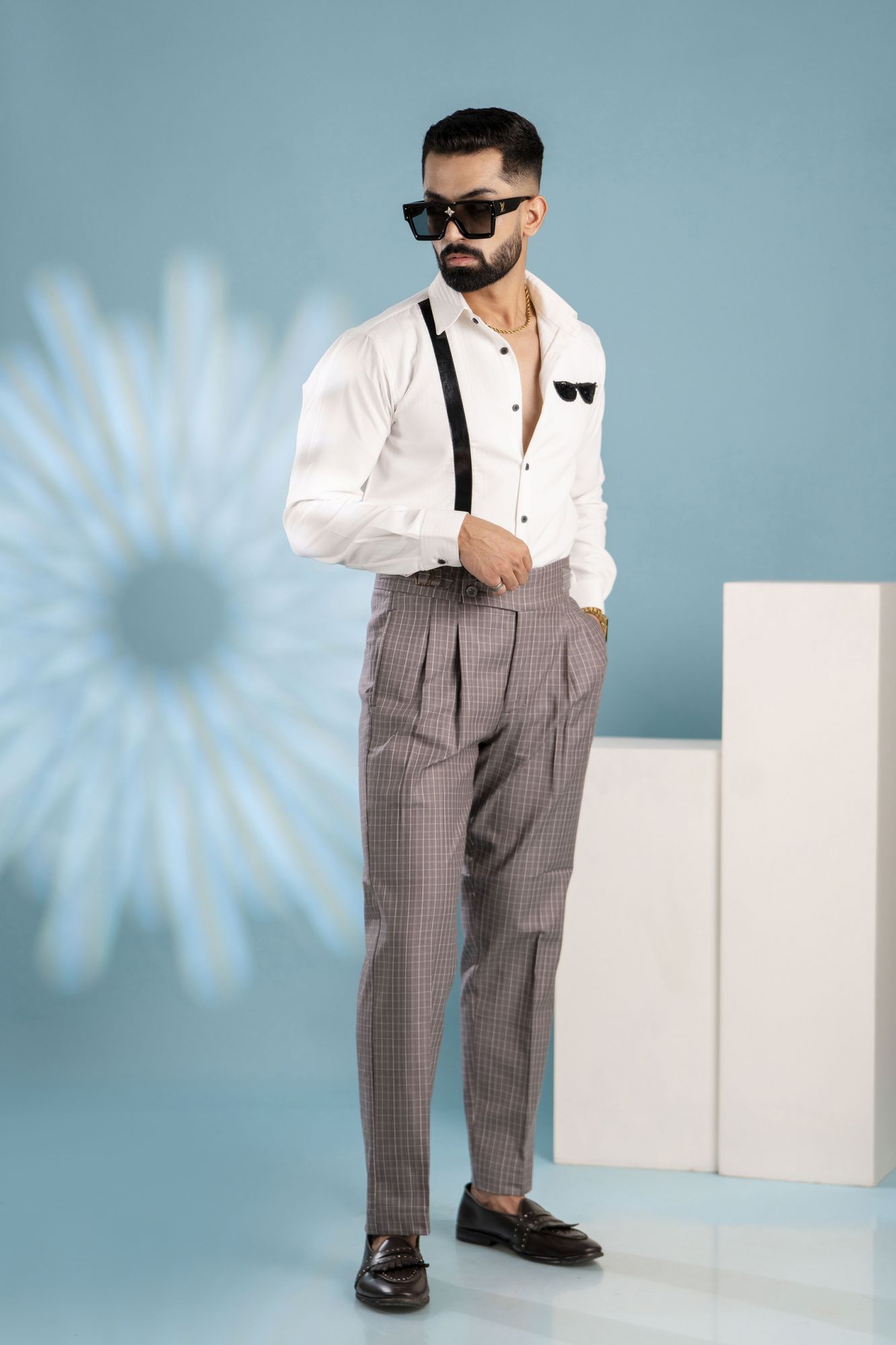 Tailored Fit Gurkha Pants in Checks