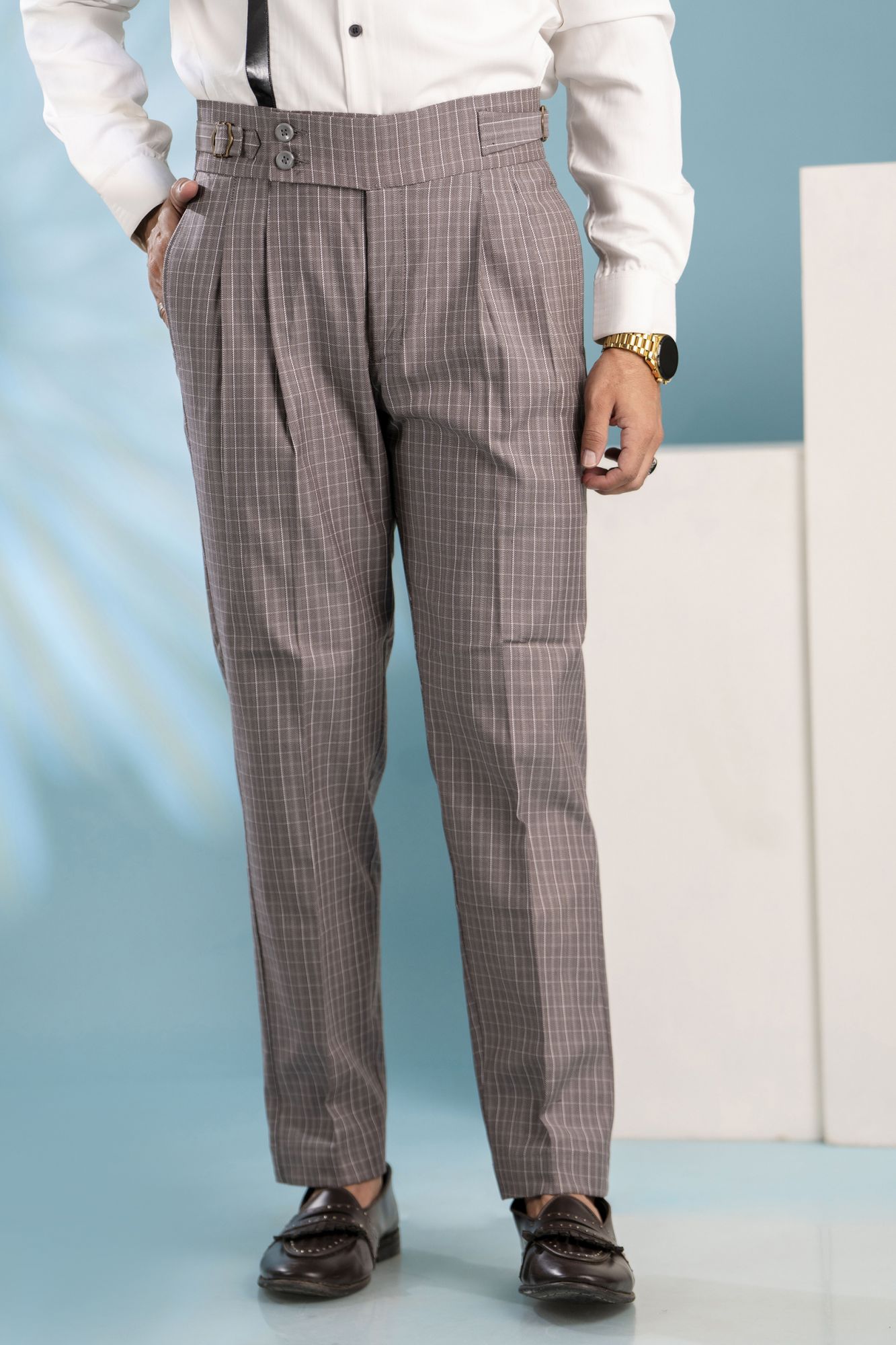 Tailored Fit Gurkha Pants in Checks