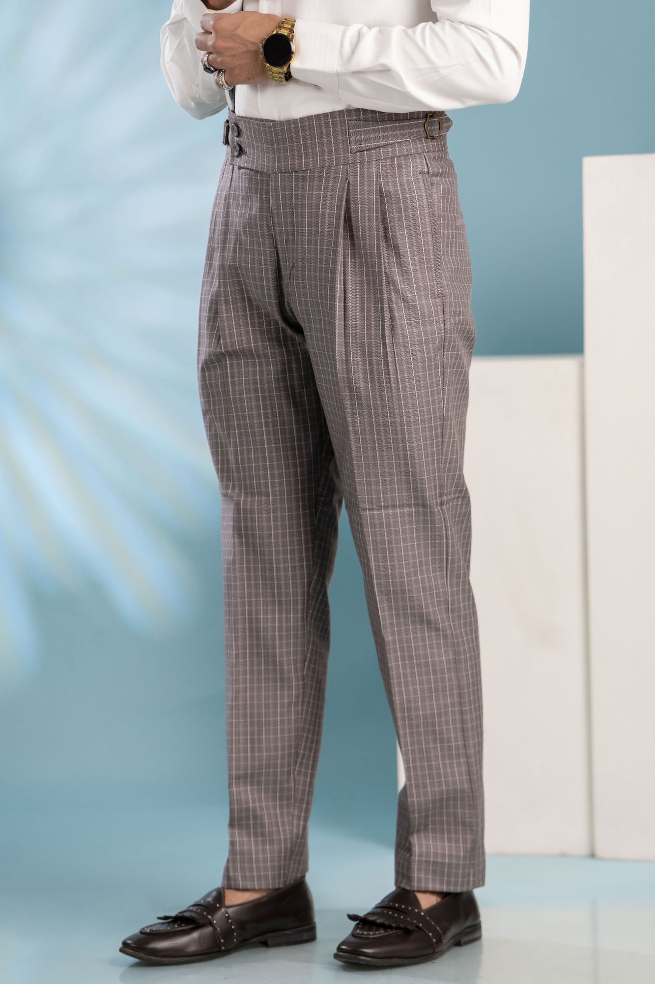 Tailored Fit Gurkha Pants in Checks