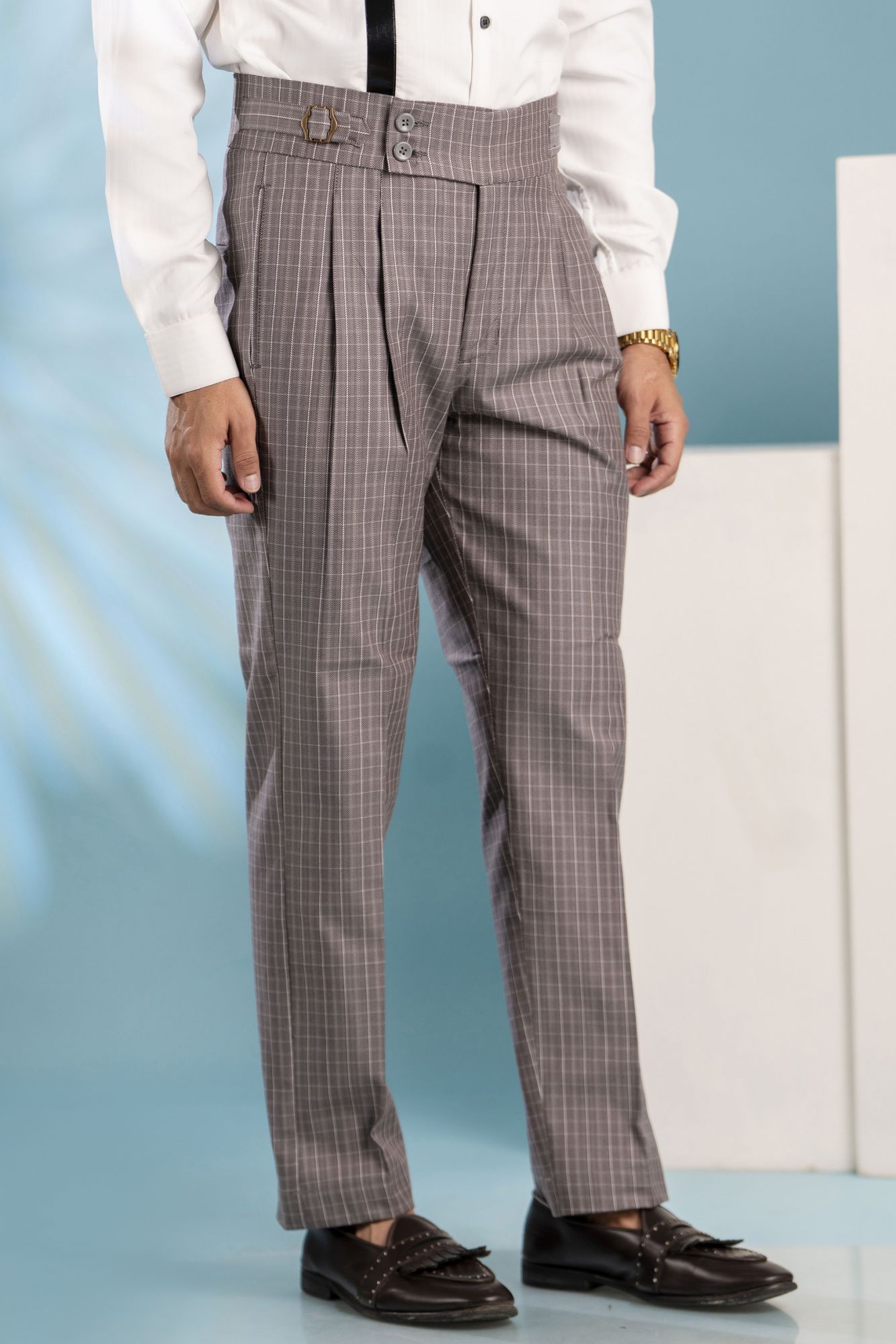Tailored Fit Gurkha Pants in Checks