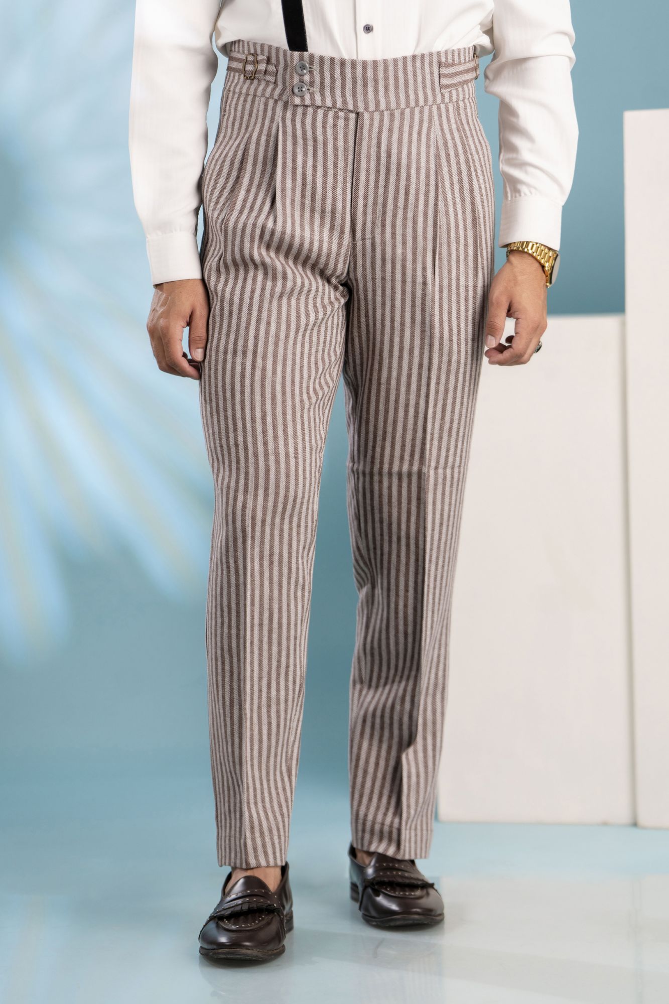 Striped Gurkha Pants In Grey