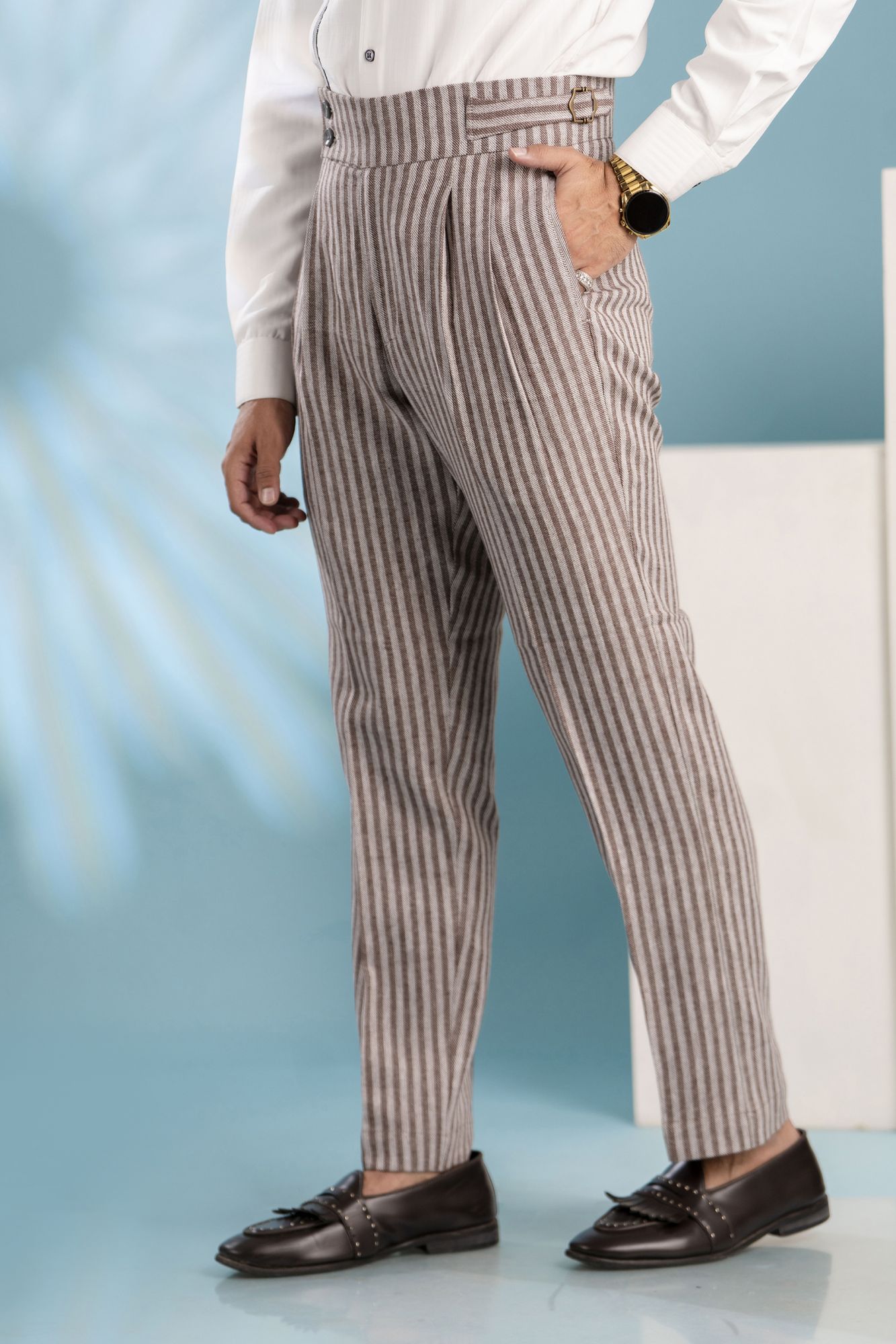 Striped Gurkha Pants In Grey