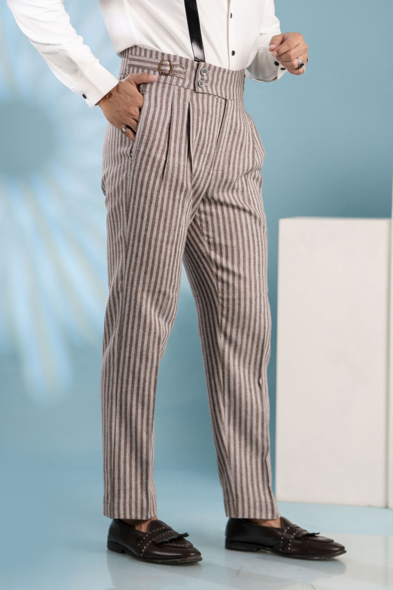 Striped Gurkha Pants In Grey