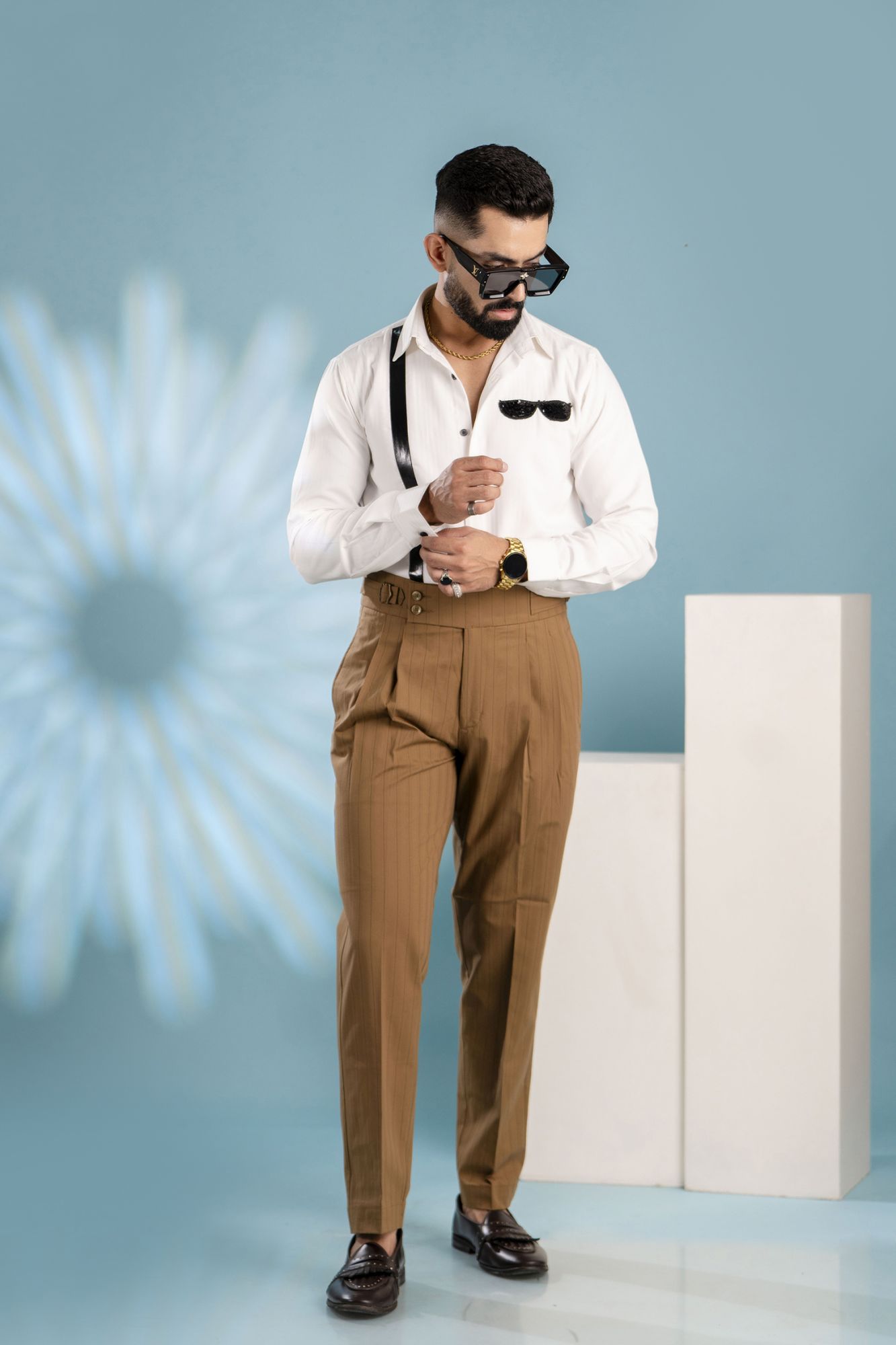 Striped Brown Gurkha Pants