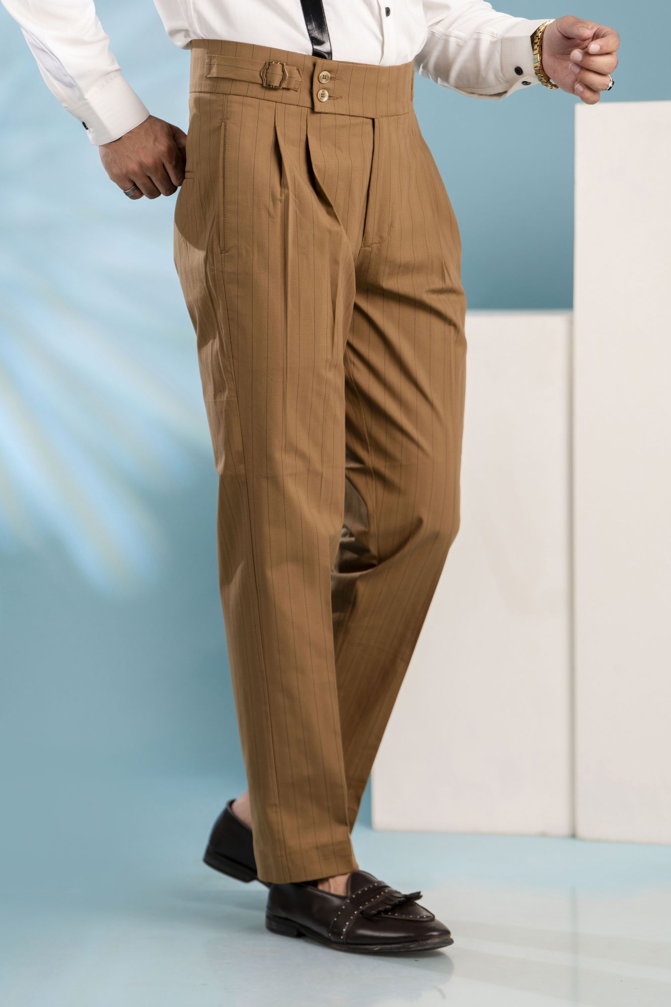Striped Brown Gurkha Pants