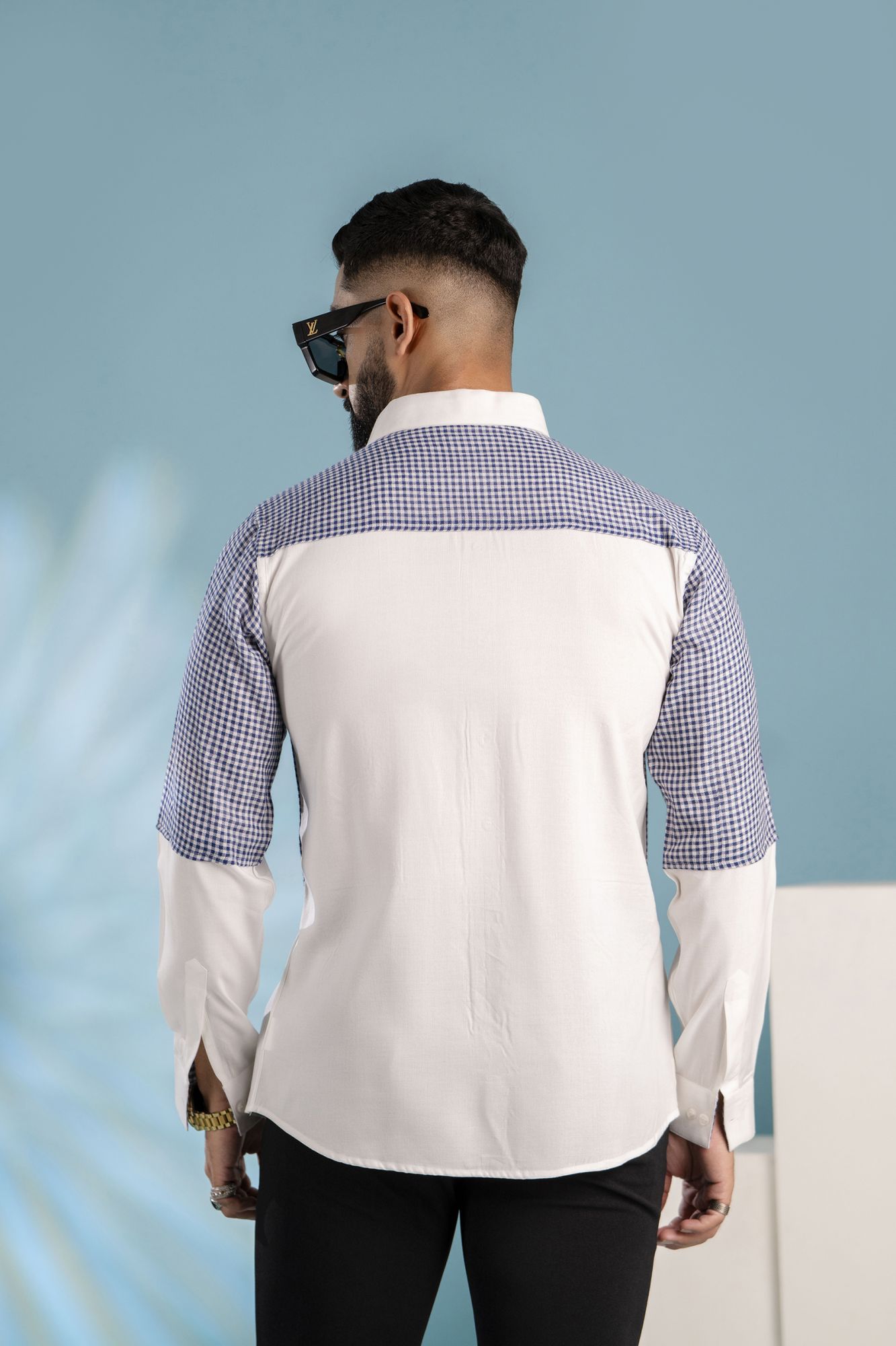 Motif Check Shirt In White